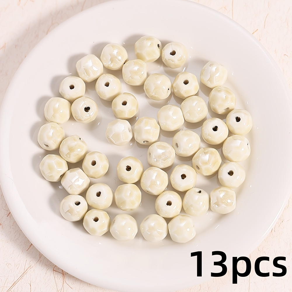 13pcs Ceramic Cut Face Round Beads for Handmade Jewellery Making